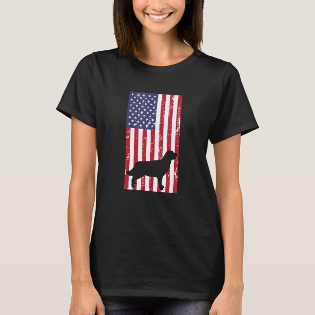 Golden Retriever Distressed Patriotic All American T Shirt (Framsida)