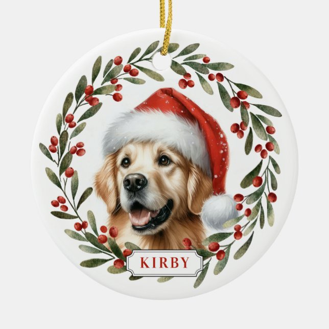Golden Retriever Dog Ceramic Circle Ornament (Framsidan)