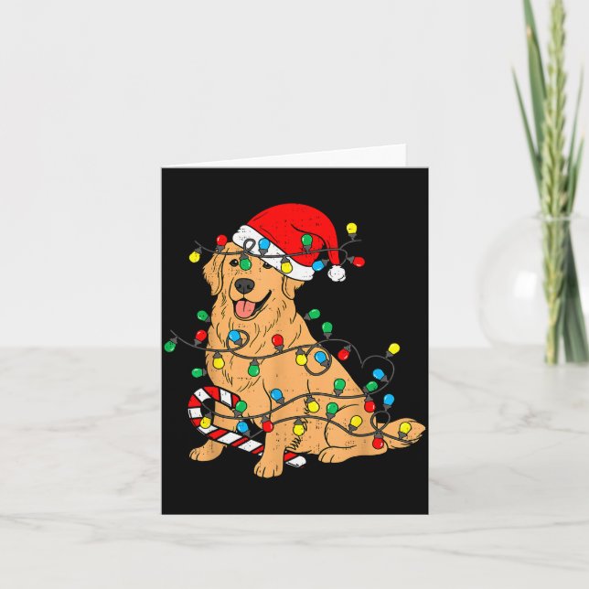 Golden Retriever Dog Christmas Lights Xmas Pet Dog Kort (Framsida)