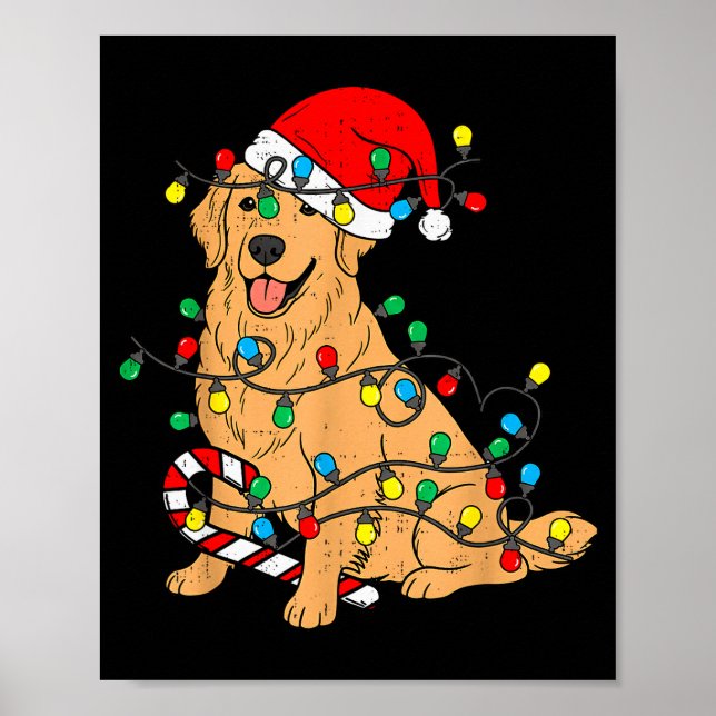 Golden Retriever Dog Christmas Lights Xmas Pet Dog Poster (Framsidan)