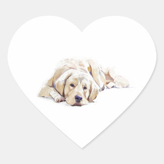 Golden Retriever Dog Heart Sticker Hjärtformat Klistermärke
