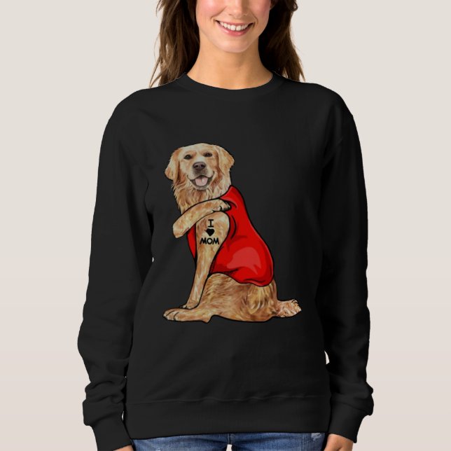 golden retriever dog I love mum tattoo T Shirt (Framsida)