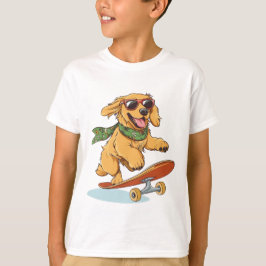 Golden Retriever Dog Skateboarding T Shirt