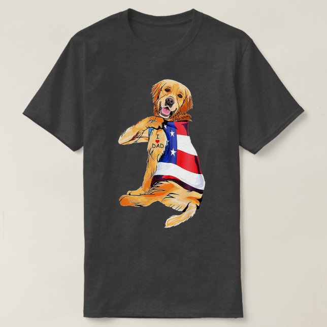 Golden Retriever Dog Tattoo I Love Dad T Shirt (Design framsida)