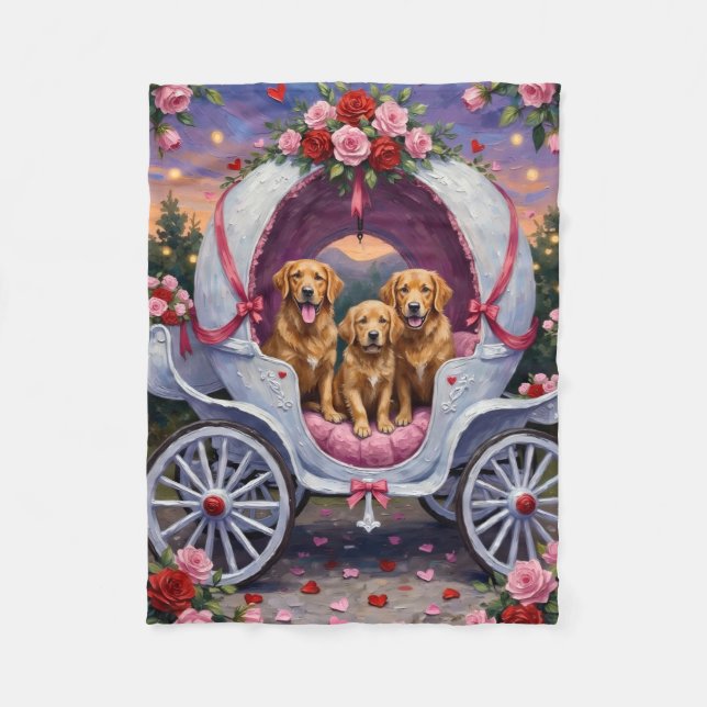 Golden Retriever Dog Valentine's Day  Fleecefilt (Framsidan)