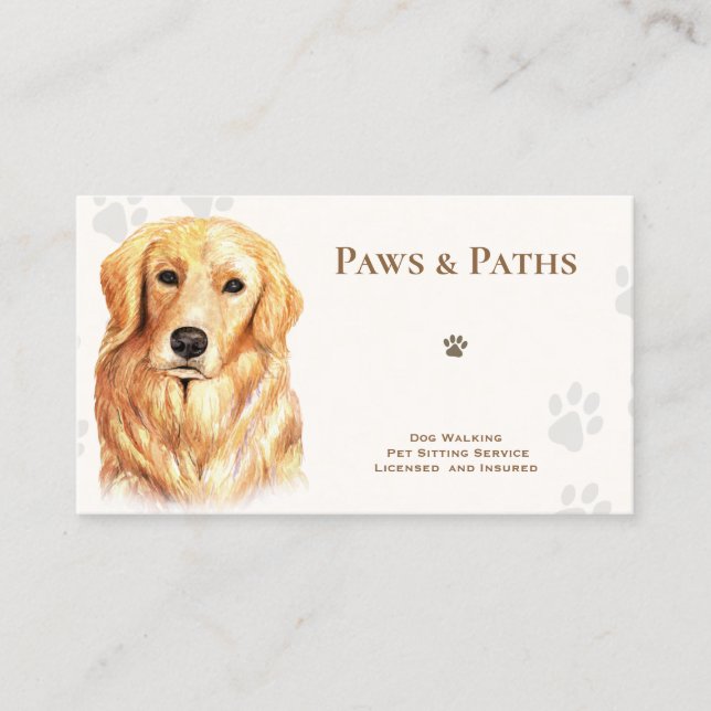 Golden Retriever Dog Walker Pet Sitta Visitkort (Framsida)