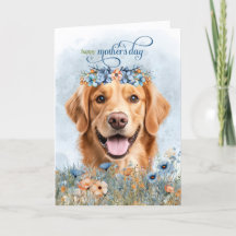 Golden Retriever Dog Wildflowers Mother's Day