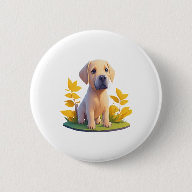 Golden Retriever Doggo Cute Digital Chibi Knapp (Framsida)