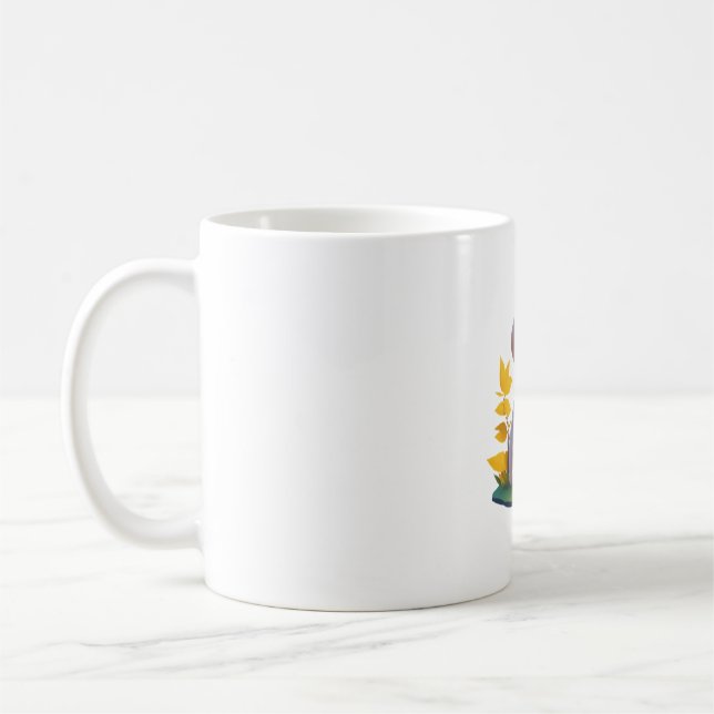 Golden Retriever Doggo Söt Digital Chibi Kaffemugg (Vänster)
