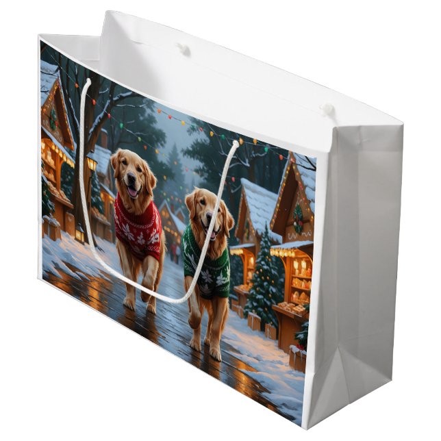 Golden Retriever Dogs Christmas Snow Holiday (Framsidan Vinklad)