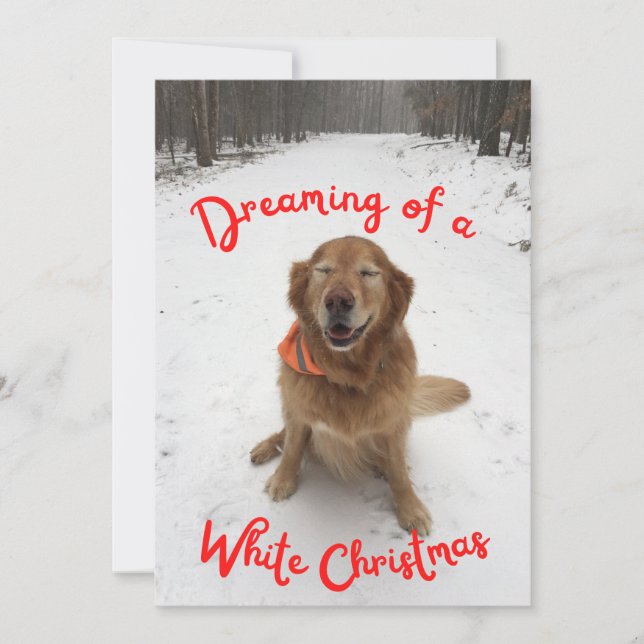 Golden Retriever Dreaming av vit jul Julkort (Framsida)