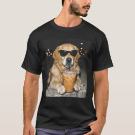 Golden Retriever Dricker Iced Coffee Rolig Hund T Shirt