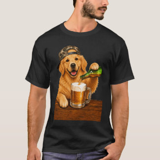 Golden Retriever Dricker Öl Rolig Hund Meme Pappa T Shirt