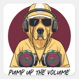 Golden Retriever Dsed som DJ Fyrkantigt Klistermärke