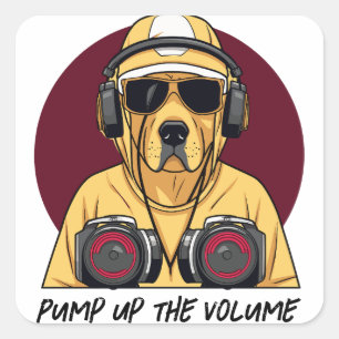 Golden Retriever Dsed som DJ Fyrkantigt Klistermärke