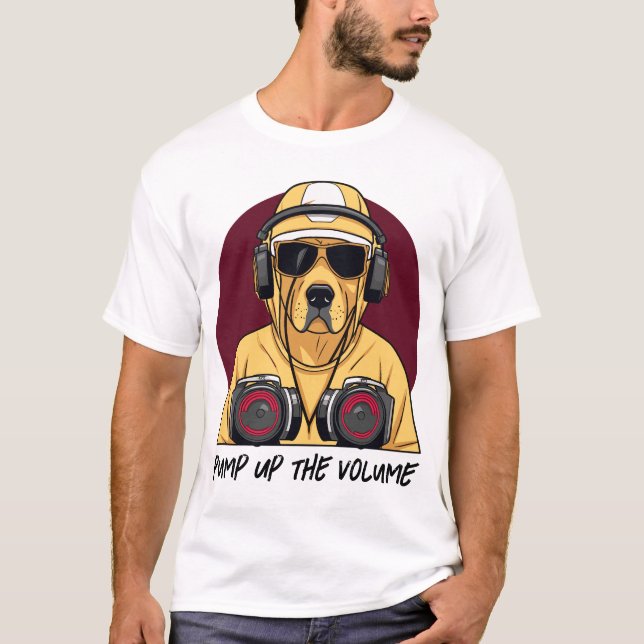 Golden Retriever Dsed som DJ T Shirt (Framsida)