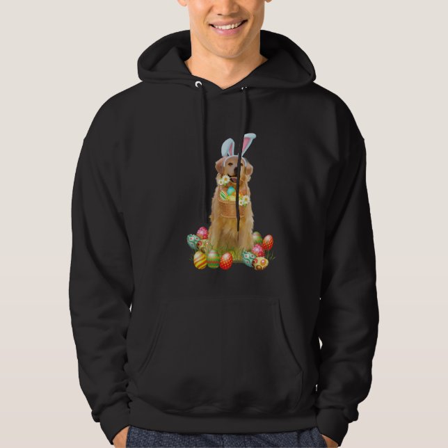 Golden Retriever Easter Day Bunny Eggs Easter Cost Hoodie (Framsida)