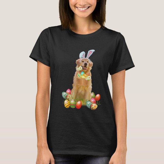 Golden Retriever Easter Day Bunny Eggs Easter Cost T Shirt (Framsida)