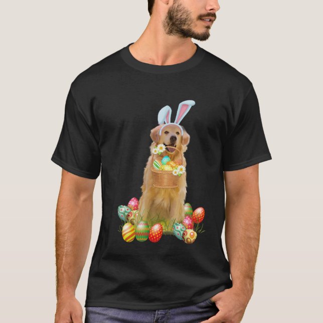 Golden Retriever Easter Day Bunny Eggs Easter Cost T Shirt (Framsida)