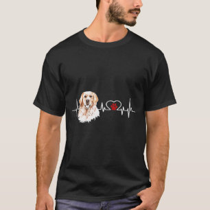 Golden Retriever Ekg Heartslag Heart Line Kärlek T Shirt