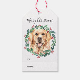 Golden Retriever Elegant Hund God jul Presentetikett