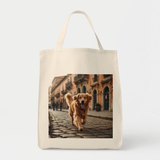 Golden Retriever Elegant Livsmedel Tote Bag Tygkasse (Framsidan)