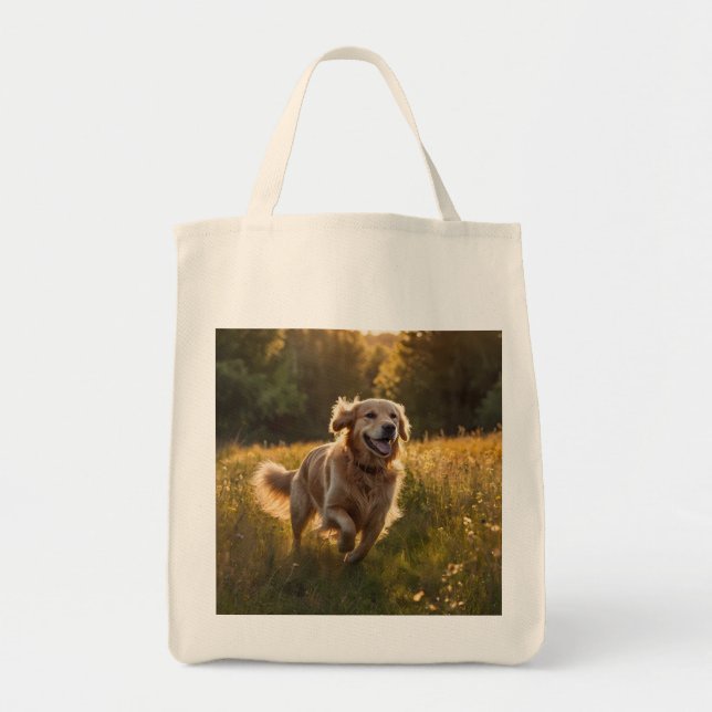 Golden Retriever Elegant Livsmedel Tote Bag Tygkasse (Framsidan)