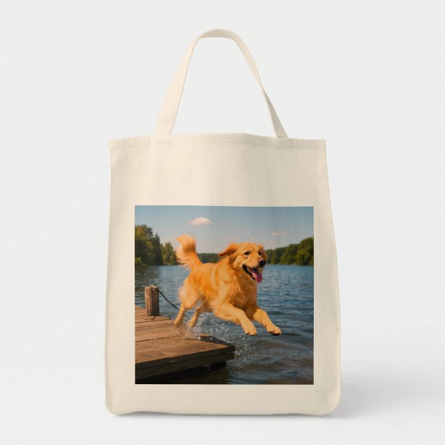 Golden Retriever Elegant Livsmedel Tote Bag Tygkasse (Framsidan)