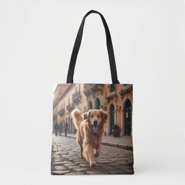Golden Retriever Elegant Shoulder Tote Bag Tygkasse (Framsida)