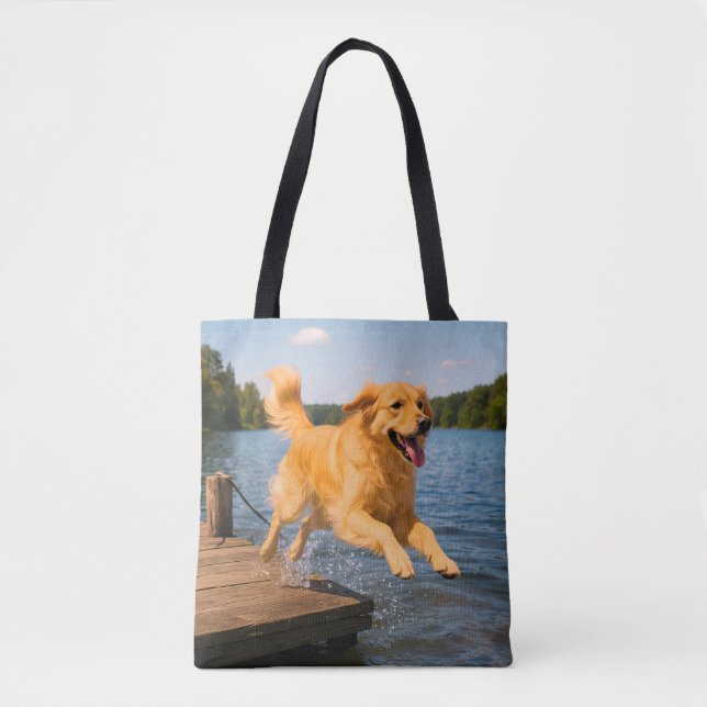 Golden Retriever Elegant Shoulder Tote Tygkasse (Framsida)