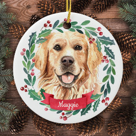 Golden Retriever-Eleganten - Hund Vattenfärg Julgransprydnad Keramik