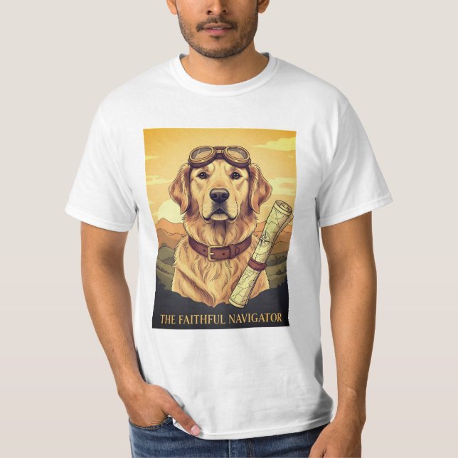 Golden Retriever Explorer Äventyr Hund T-Shirt (Framsida)