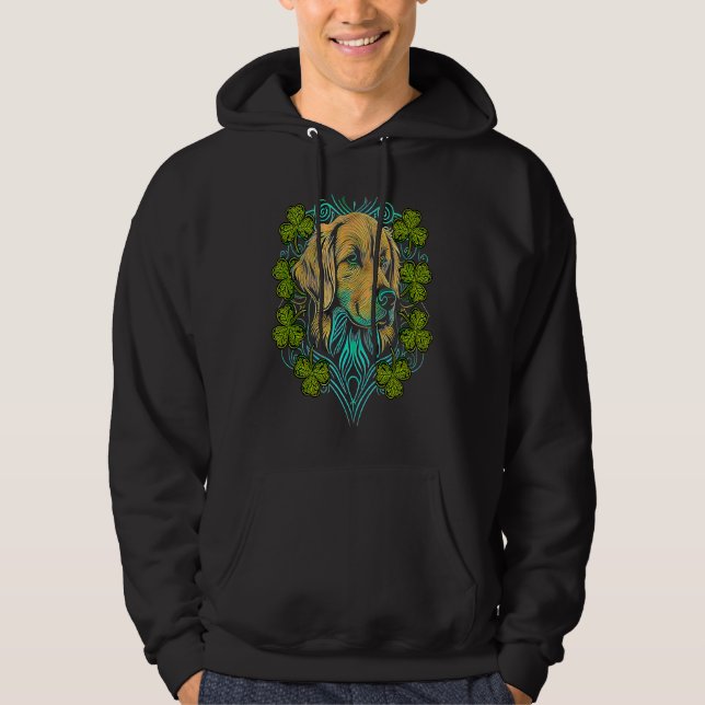 Golden Retriever Face Head Mandala Irish C St Patr Hoodie (Framsida)