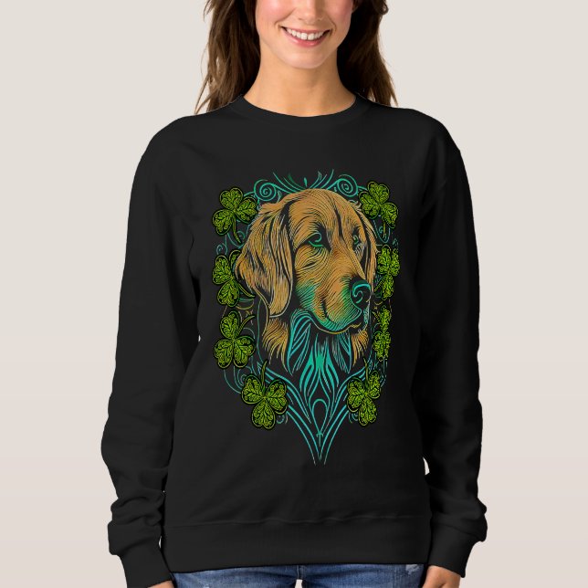Golden Retriever Face Head Mandala Irish C St Patr T Shirt (Framsida)