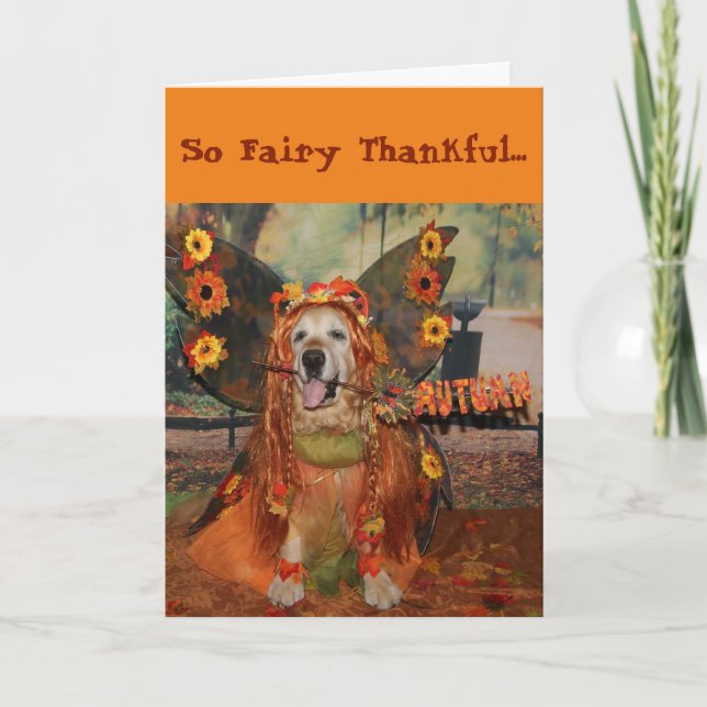 Golden Retriever Fairy Thanksgiving Kort (Framsida)