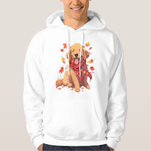 Golden Retriever Fall Hund Höst löv Hoodie
