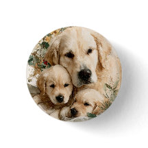 Golden Retriever Family Puppies Vintage Christmas