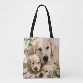 Golden Retriever Family Puppies Vintage Christmas Tygkasse