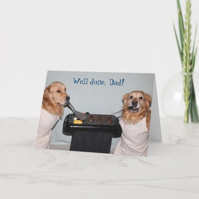 Golden Retriever Fars dag Barbecue Kort (Framsida)