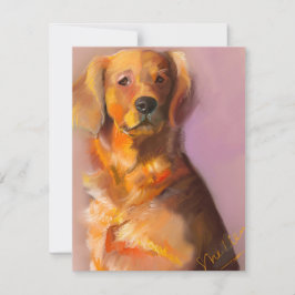 Golden Retriever Fine Art Digital Art-kort Anteckningskort