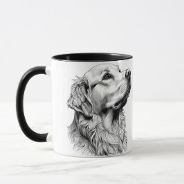 Golden Retriever Fine Line Art Portrait | Elegant  Mugg