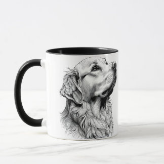 Golden Retriever Fine Line Art Portrait | Elegant  Mugg