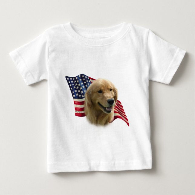 Golden Retriever Flagga T-shirt (Framsida)