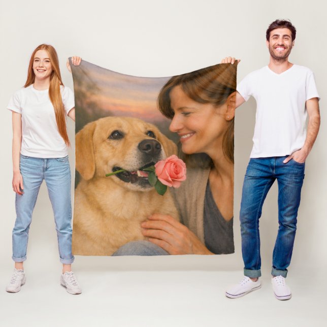 Golden Retriever Fleece Blanket – Cozy Pet Art (På plats)
