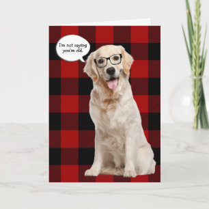 Golden Retriever födelsedag med plaid Kort