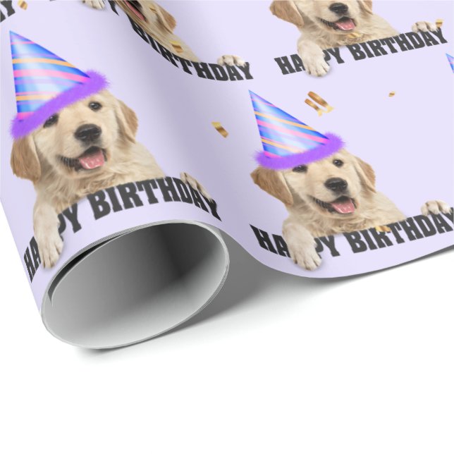 Golden Retriever-födelsedag Presentpapper (Rullad Hörn)