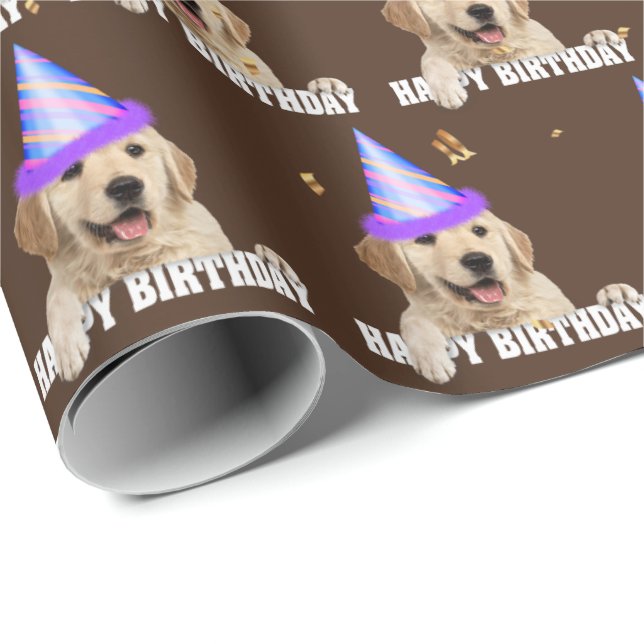 Golden Retriever-födelsedag Presentpapper (Rullad Hörn)