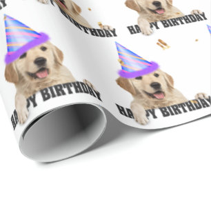 Golden Retriever-födelsedagen med konkotti Presentpapper
