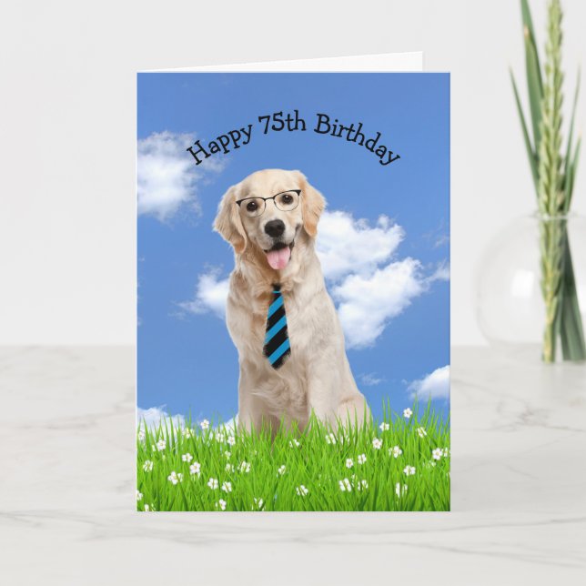 Golden Retriever for 75:e Birthday Card Kort (Framsida)