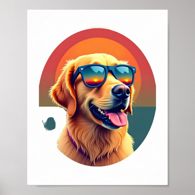 Golden Retriever för barn pojkar flickor solglasög Poster (Framsidan)